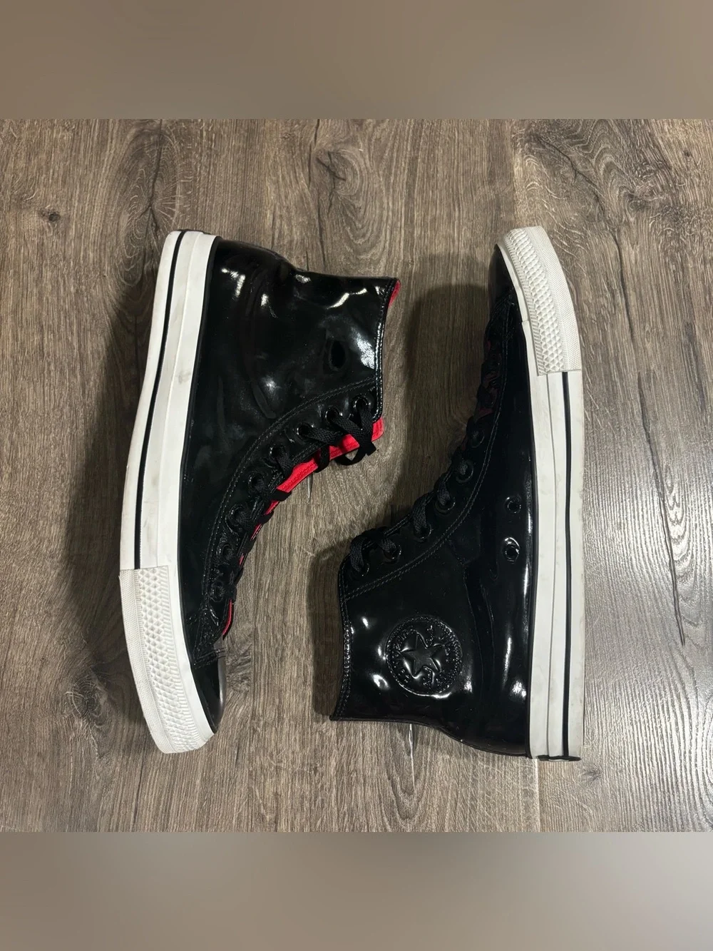 Converse All Star Chuck Taylor High Black Patent Leather Mens Size 13 Sneakers
